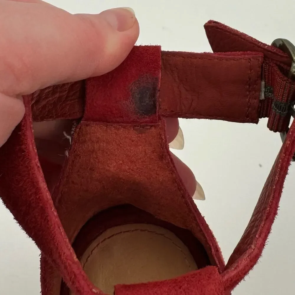 Ugg‎ Red Lauri Suede Leather Espadrille Platform Wedge Sandals Sz 9.5